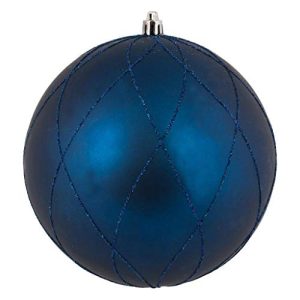 Vickerman 568514-6 Midnight Blue Matte Glitter Swirl Ball Christmas Tree Ornament (3 pack) (N170731D)