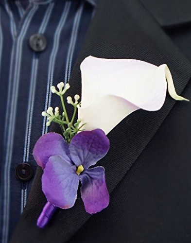 Boutonniere - Calla Lily with Purple Hydrangea