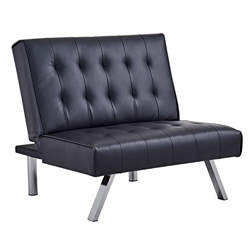 Homegear Split Back PU Leather Accent Chair/Flat Recliner Black