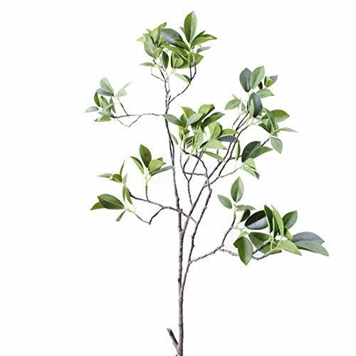 Jasming Artificial Banyan Branches Real Touch Leaves Fake Ficus Microcarpa for Home Office Garden Decoration (1pcs)