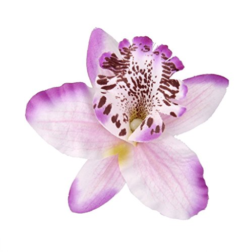 NiceWave 20pcs 8cm Artificial Silk Orchid Dendrobium Flower Heads Decor -Light Purple