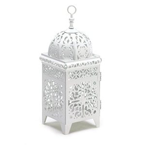 Zingz and Thingz Scrollwork Candle Lantern in White
