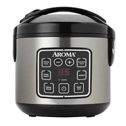 Aroma Housewares ARC-914SBD 2-8-Cups (Cooked) Digital Cool-Touch Rice Grain Cooker and Food Steamer, Stainless, 8 Cup, Silver