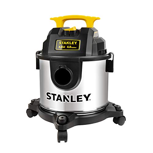STANLEY Wet Dry Vacuum, 4 Gallon 4HP Stainless Steel,Shop Vacuum for Garage Carpet Shop Workshop Jobsite Clean, Model: SL18301-4B
