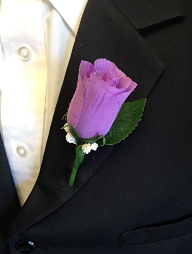 Angel Isabella Boutonniere - Lilac Lavender Rosebud with Pin for Prom, Party, Wedding