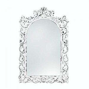 Accent Plus Distressed White Ornate Wood Wall Mirror
