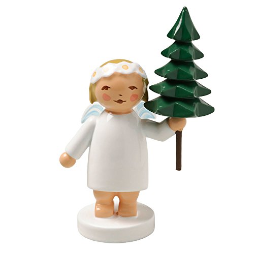 Wendt & Kuhn Handpainted Wooden Blonde Margarite Angel Figurine With Tree