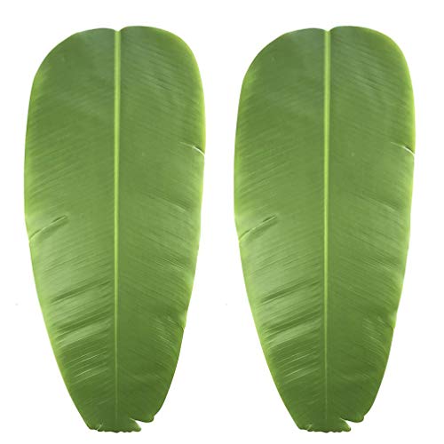 WDDH Fake Faux Artificial Tropical Leaves,Faux Palm Leaves Artificial Plant Leaves Green Banana Leaf for Home Kitchen Party Decorations(2 Pack)