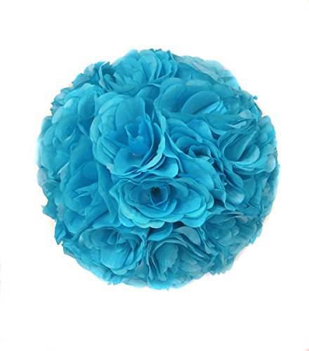 Ben Collection Fabric Artificial Flowers Kissing ball 10 Inch Turquoise