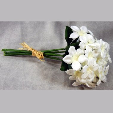 Classic Silk White Stephanotis 5 Stems Wrapped in Raffia - 3 Bouquets of 5