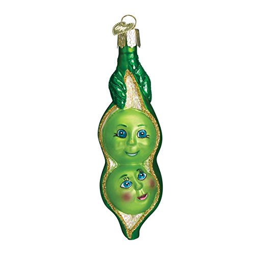 Old World Christmas Vegetables Glass Blown Ornaments for Christmas Tree, Two Peas in a Pod