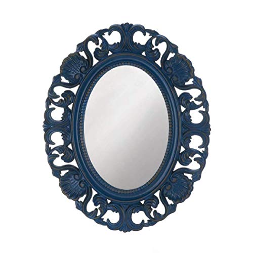 Accent Plus 10018871 Blue Scallop Wall Mirror, White