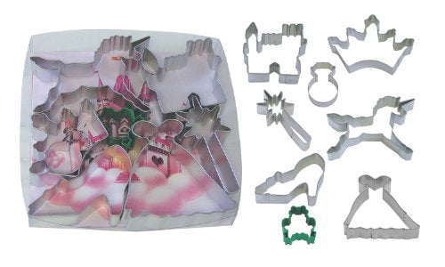 R&M International 1819 Little Princess Cookie Cutters, Crown, Unicorn, Wand, Slipper, Gown, Ring, Frog, 8-Piece Set FBAB002UG4D2S