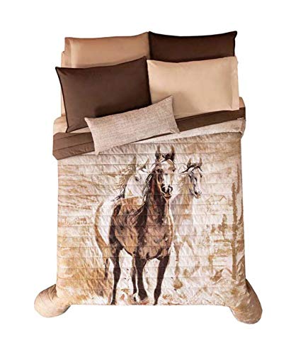 JORGE'S HOME FASHION INC Running Horses Reversible Comforter Set 4 PCS Queen Size