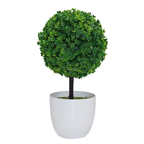 Guoainn Artificial Potted Ornament Topiary Ball Shape Bonsai Fake Plant Home Decoration Add Bauty to Your Life