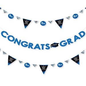 Blue Grad - Best is Yet to Come - 2019 Royal Blue Graduation Party Letter Banner Decoration - 36 Banner Cutouts and Congrats Grad Banner Letters