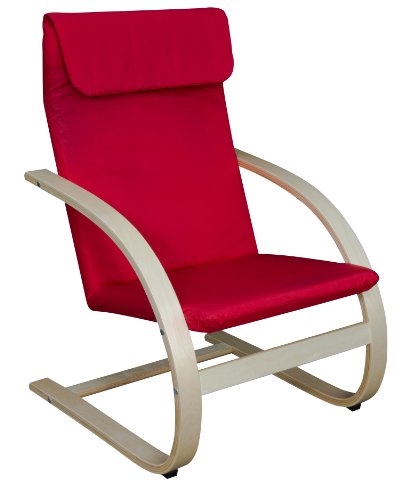 Niche 2000NTRD Mia Bentwood Reclining Lounge Chair, 26.5W x 28L x 39.5H, Natural/Red