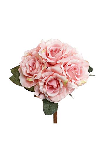 Larksilk Bouquet of 6 Artificial Pink Roses, 14