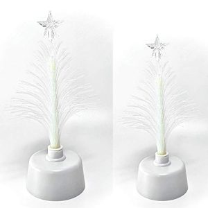 BANBERRY DESIGNS Fiber Optic Tree Set - 2 Pc Set Color Changing Holiday Tree Set with a Star - Tabletop Tree Set