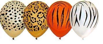 12 Animal Print Balloons - Lion Tiger Cheetah Zebra