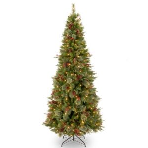 National Tree 7.5 Foot Feel Real Colonial Slim Tree with 400 Clear Lights, Hinged (PECO4-300-75)