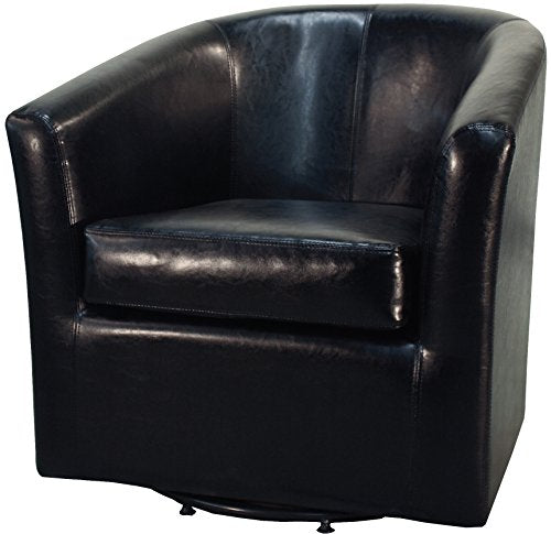 New Pacific Direct Hayden Swivel Bonded Leather Tub Chair,Black