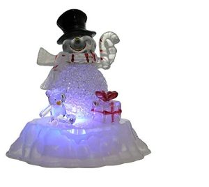 BANBERRY DESIGNS Snowman Figurine LED Acrylic Snowman Color Changing Lights
