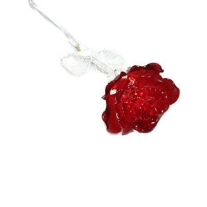 Waterford Crystal Gifts Fleurology 14.5 Colored Sculpted Glass Red Rose. Packaged In A Waterford Presentation Gift Box