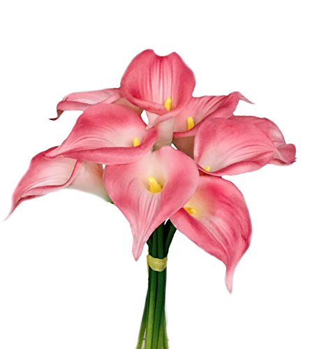 Angel Isabella Lot of 48 Large Bloom Long Stem Beautiful Keepsake Artificial Silk Calla Lily-Perfect for DIY Centerpiece Table top Flower Office Home Silk Florals (Pink)