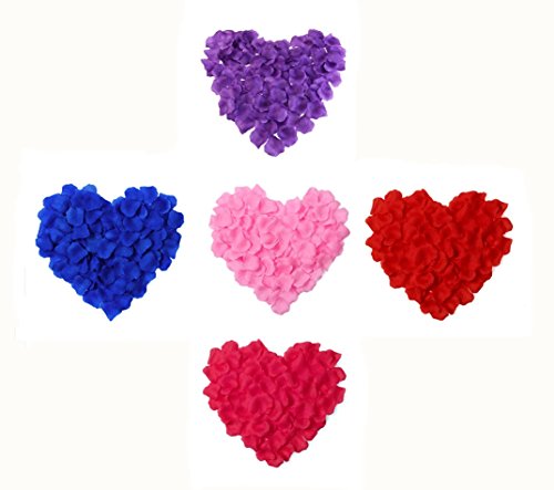 Fantasee 3000 Pieces Artificial Rose Petal Fake Flower Petal for Wedding Party Decoration Colors Sorted Pink Red Blue Purple Rose-Red