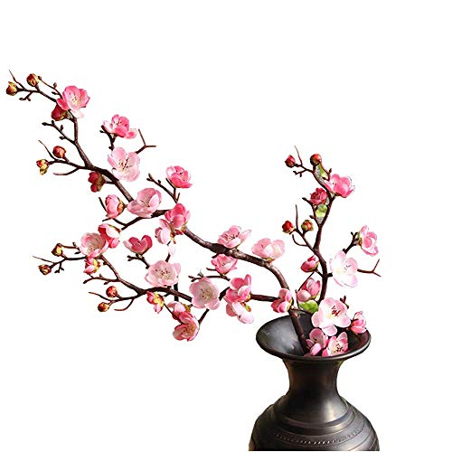 4Pcs Artificial Cherry Blossom Flowers, 37 Plum Blossom Peach Branches Silk Tall Fake Flower Arrangements for Home Wedding Centerpieces Decoration, Light Pink