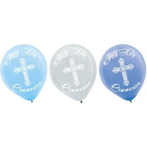 First Holy Communion Blue Latex Balloons - 15 FBAB00BFX8AV2