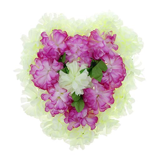 Fenteer Silk Chrysanthemum Funeral Cemetery Tombstone Rememberance Tribute Heart Wreath - Cream and Purple, 45cm