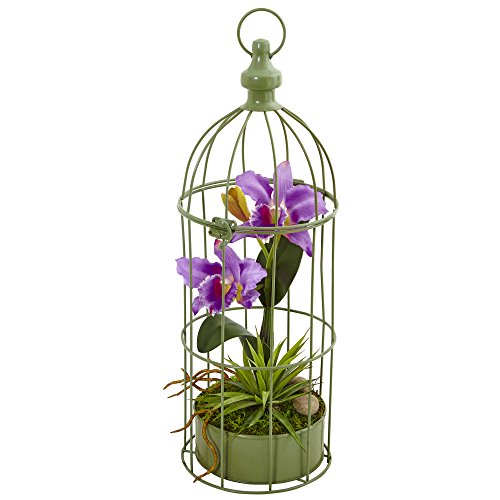 Nearly Natural Cattleya Orchid Silk Arrangement, Purple