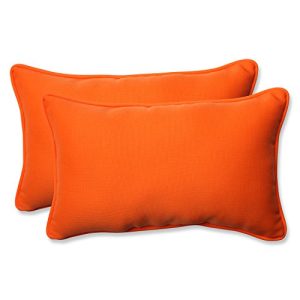 Pillow Perfect Outdoor Sundeck Corded Rectangular Throw Pillow, Orange, Set of 2