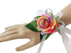 Angel Isabella, LLC Wrist Corsage-Real Touch Rose Corsage with Bling-Perfect for Father Daughter Dance Prom Wedding