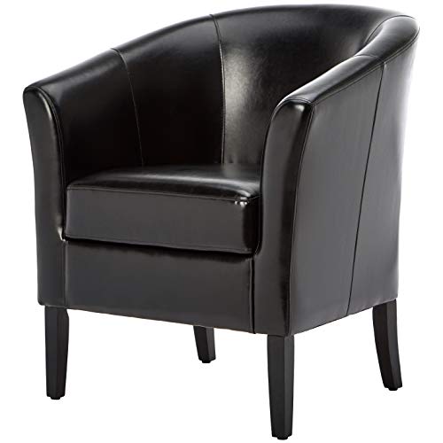 First Hill Colfax Retro-Modern Club Chair with Vinyl Upholstery, Seal Black