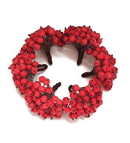 Artfen Artificial Berries 240 Counts 120 Stems Artificial Flowers Frosted Fruit DIY Wedding Flowers Gift Box Accessories Make Bridal Hair Clips Headbands Dress