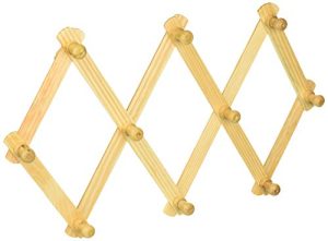 Symak 92324-3PK Lot of 3-Home-Aide Hook Wood Wall Peg Rack-Wooden Expanding Accordian Style, White