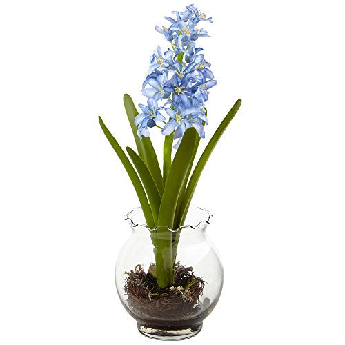 Nearly Natural Hyacinth & Birds Nest with Vase