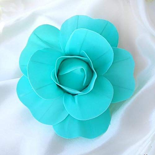 Efavormart 6 Pack 8 3D Craft Rose Turquoise Real Feel Foam Rose for Wall Backdrop Centerpieces Arrangement Party Home Decor