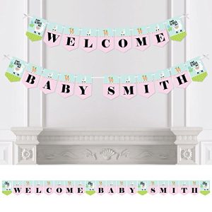 Big Dot of Happiness Personalized Whole Llama Fun - Custom Llama Fiesta Baby Shower Bunting Banner & Decorations - Welcome Baby Custom Name Banner