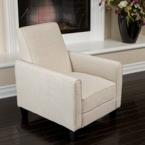 Christopher Knight Home 224738 Lucas Sleek Modern Beige Fabric Upholstered Recliner Club Chair, Light