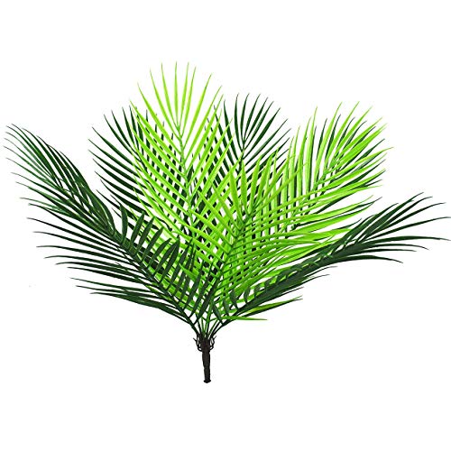 Lanldc Artificial Tropical Palm Leaf Bush in Green Plastic Areca Palm Plant Tropical Greenery Accent