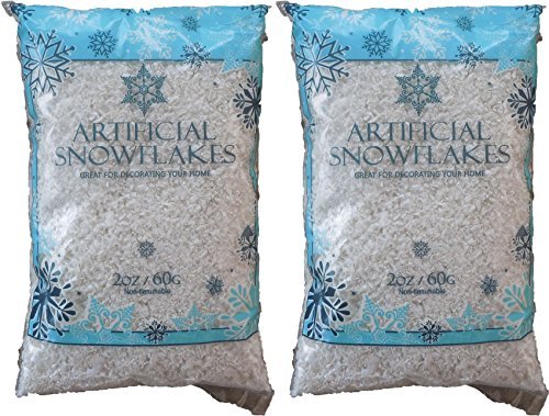 Set of 4 Ounces of Artificial Snow Flakes Bag Blue Printed Polybag by Black Duck Brand