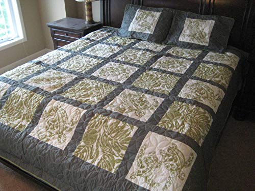 Kauhale Living King Hawaiian Quilt Bedding Comforter 100% Cotton Patchwork with Two Pillow Shams