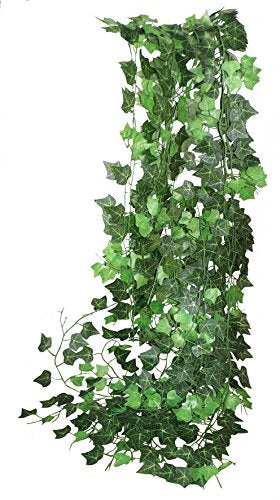 ALIERSA 12 Strands-94ft Artificial Shrubs Vines Creeper Green Ivy Silk Leaves Wreath for Wedding Home Outdoor Garden Office Wall Cover Decoration