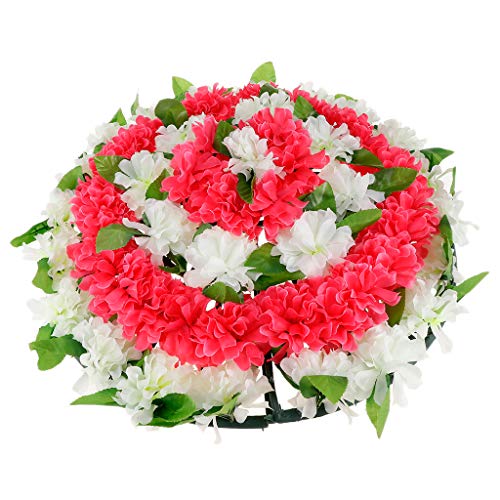 Prettyia Artificial Wreath Chrysanthemum Funeral Headstone Cemetery Arrangements - 1