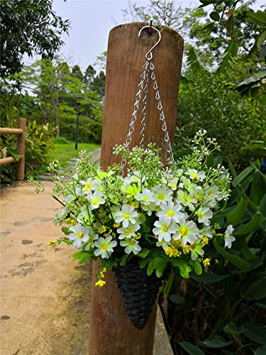 Skyseen Artificial Daisy Flower Indoor Outdoor Decoration Home Garden Hanging Basket with Chain Flowerpot