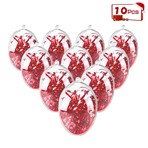 10 Pieces of Transparent Plastic Filled Heart Ball Ornaments Christmas Birthday Wedding Party Decorations (80mm) (Heart)